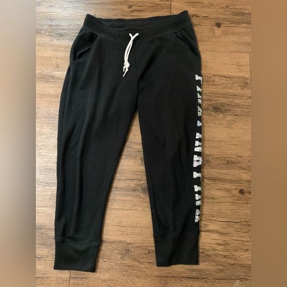 PINK VS HTF WATERCOLOR BLING HOODIE/ IRIDESCENT JOGGERS OUTFIT SET LARGE - Picture 12 of 12